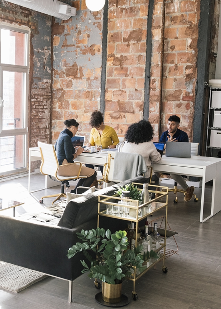 Colleagues working in a modern office